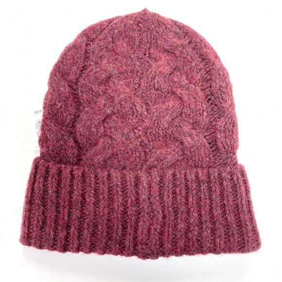 Old Navy Cabe Knit Beanie Hat Chunky Fall Winter Burgundy Cozy Winter Ski Snow - Picture 2 of 8